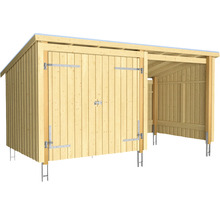 Holzschuppen mit Doppeltür und Unterstand