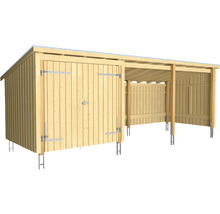Holzgeräteschuppen mit Tür und Unterstand