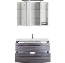 Badezimmermöbel-Set mit Waschbeckenunterschrank, Waschtisch und Spiegelschrank