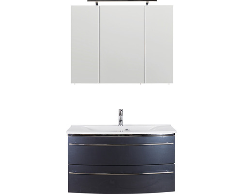 Waschtisch mit Unterschrank und Spiegelschrank mit Beleuchtung