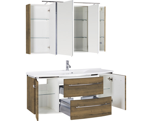 Ensemble de meubles de salle de bains avec lavabo, meuble sous-vasque, armoire de toilette et espace de rangement