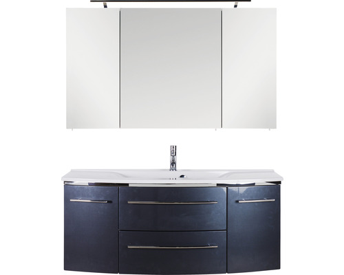 Ensemble de meubles de salle de bains Marlin salle de bains 3040 120 cm anthracite brillant y compris armoire de toilette et lavabo en marbre minéral granit blanc