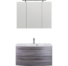 Badezimmerensemble mit Waschbeckenunterschrank und Spiegelschrank
