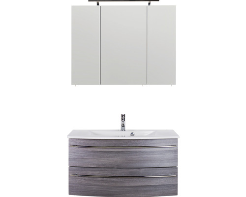Badezimmerensemble mit Waschbeckenunterschrank und Spiegelschrank