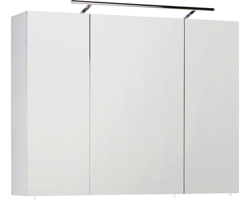 Armoire de toilette blanche à trois portes avec éclairage pour la salle de bains