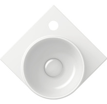 Aufsatzwaschbecken aus Keramik mit rundem Becken und quadratischer Basis