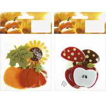 Dekorative Filzfiguren im Set: Kürbis, Sonnenblume, Pilz und Apfel