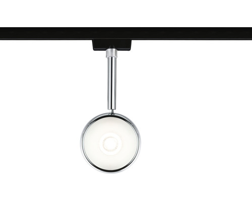 Schienenstrahler mit runder Form an schwarzer Schiene