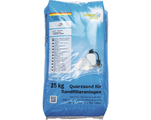 Sac de 25 kilogrammes de sable de quartz pour systèmes de filtration à sable avec une granulométrie de 0,4 à 0,8 millimètre