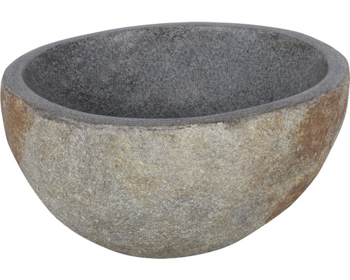 Vasque à poser Differnz Lombok-M env. 36 x 36 cm pierre naturelle Riverstone brun gris mat 38.010.61