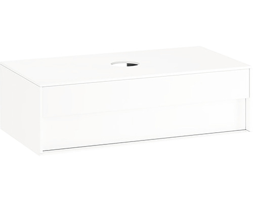 Waschtischunterschrank RAVAK SD Step BxHxT 100x30.5x54 cm weiss hochglanz Weisser Waschtischunterschrank mit zwei Schubladen und einer Aussparung für den Siphon