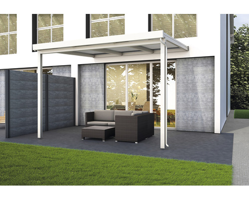 Terrassenüberdachung gutta Premium Polycarbonat bronze 309 x 306 cm weiss