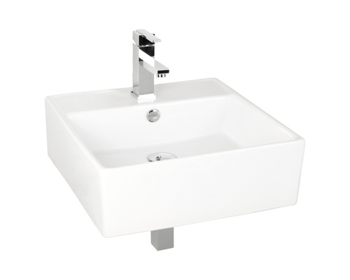 Lave-mains - Ensemble comprenant robinet de lave-mains DIONE céramique émaillée blanche 46.5x46 cm
