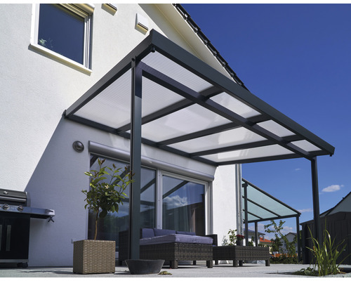 Terrassenüberdachung gutta Premium Acryl Klima blue 410,2 x 306 cm anthrazit