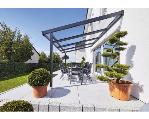 Toiture de terrasse gutta Premium verre de sécurité feuilleté 611 x 306 cm anthracite