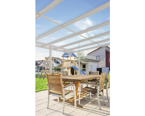 Toiture de terrasse gutta Premium verre de sécurité feuilleté 712 x 306 cm blanc