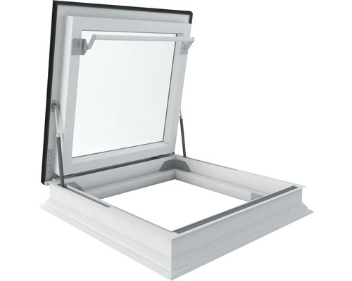 Geöffnetes Dachfenster mit weissem Rahmen