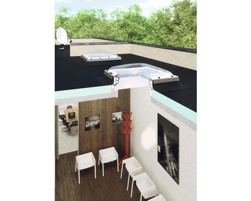 Büroraum mit Flachdachfenster für Tageslicht