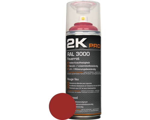 2K PRO Sprühlack glanz RAL 3000 feuerrot 400 ml