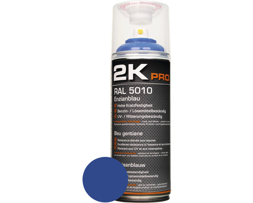 Laque en aérosol 2K PRO brillant RAL 5010 bleu gentiane 400 ml