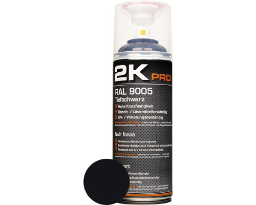 2K PRO Sprühlack glanz RAL 9005 tiefschwarz 400 ml