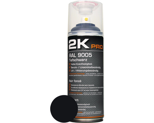 2K PRO Sprühlack matt RAL 9005 tiefschwarz 400 ml