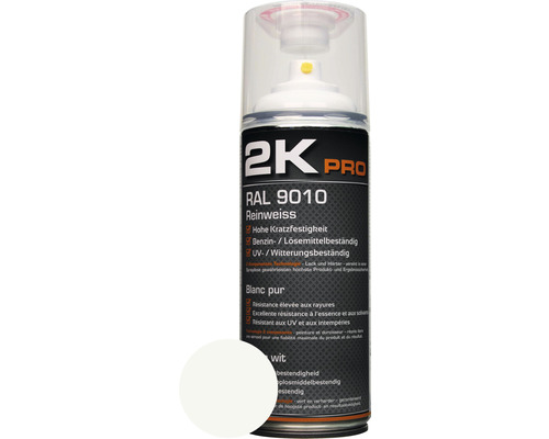 Laque en aérosol 2K PRO brillant RAL 9010 blanc pur 400 ml