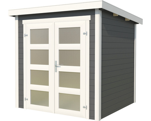 Abri de jardin avec double porte et fenêtres en verre