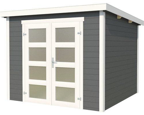 Abri de jardin en bois avec double porte et fenêtres