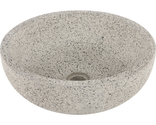 Lavabo à poser Differnz Terrazzo 40 cm x 40 cm blanc noir mat avec revêtement 38.010.55