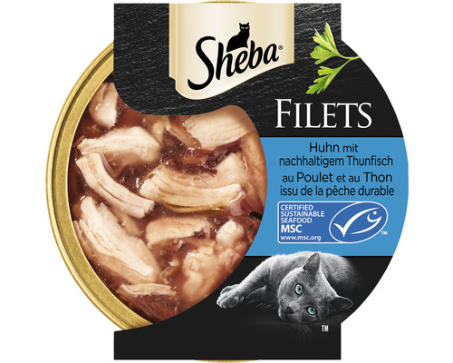 Katzenfutter nass Sheba Filets mit Huhn & Thunfisch 60 g Sheba Filets Katzennahrung mit Huhn und nachhaltigem Thunfisch