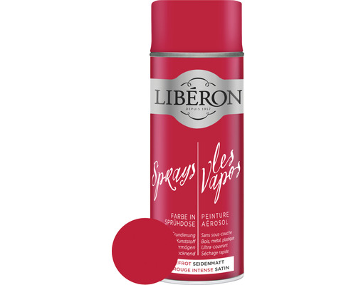 LIBERON Spray rouge intense mat satiné 400 ml Bombe aérosol de peinture rouge de Libéron