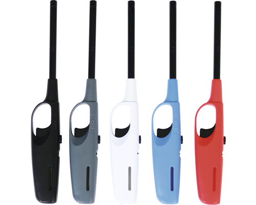 Cinq briquets à allumage long de différentes couleurs