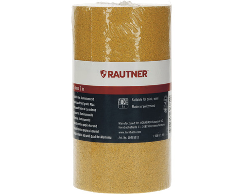 Rouleau de papier abrasif Rautner en oxyde d''aluminium 115 mm x 5 m
