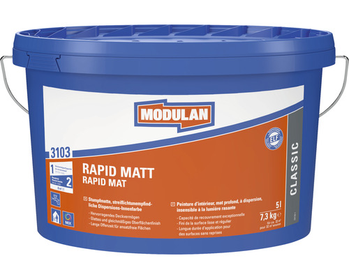 Peinture murale MODULAN Rapid 3103 mat blanc 5 l Seau de peinture d''intérieur Modulan Rapid Matt
