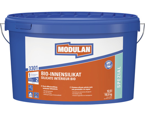 MODULAN 3301 BIO-Innensilikat Silikatfarbe Mineralfarbe innen weiss 12,5 l