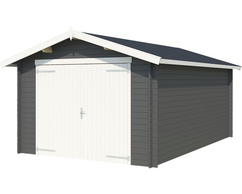 Garage en bois avec double porte et toit à deux pans