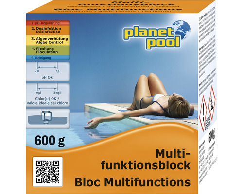 Bloqueur multifonction de Planet Pool 0,6 kg Planet Pool Bloc multifonction pour l''entretien de la piscine, 600 grammes