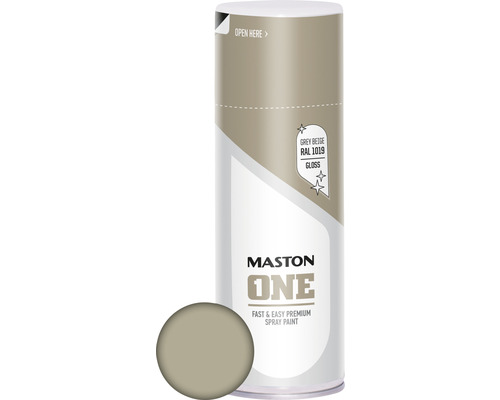 Maston Peinture aérosol ONE brillant gris beige 400 ml Peinture aérosol Maston One gris beige RAL 1019 brillant