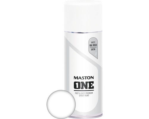 Maston Laque à pulvériser ONE satin blanc 400 ml Bombe aérosol Maston One Blanc RAL 9010 satiné