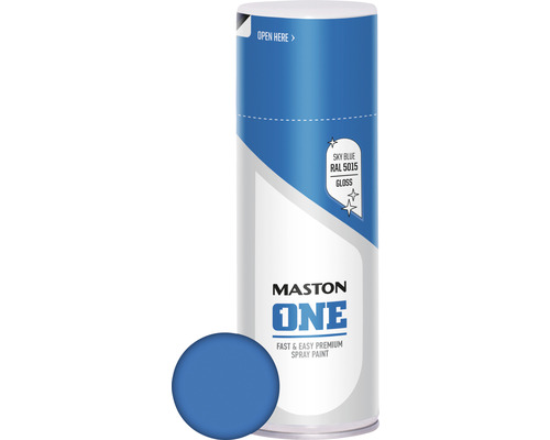 Maston Laque à pulvériser ONE brillant bleu ciel 400 ml Peinture aérosol Maston One bleu ciel RAL 5015