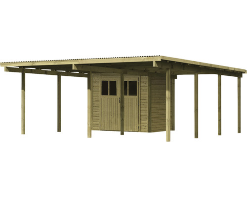 Garage en bois avec auvent pour plus d''espace de rangement à l''extérieur