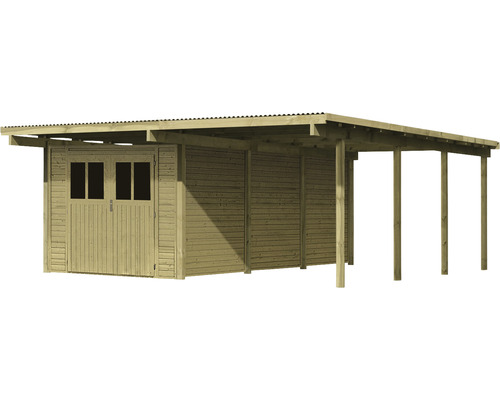 Abri de jardin en bois avec annexe