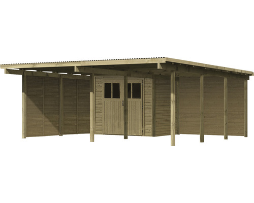 Garage en bois avec remise à outils et toit
