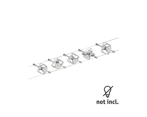 Système d''éclairage sur câble avec cinq spots, ampoules non incluses