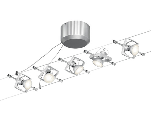 Lampe à système de câbles avec cinq spots