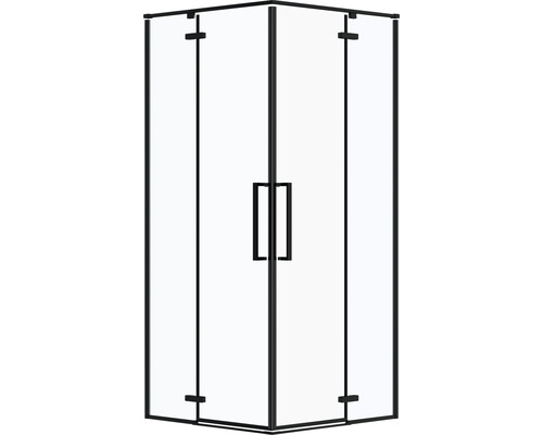 Cabine de douche d''angle avec deux portes et poignée