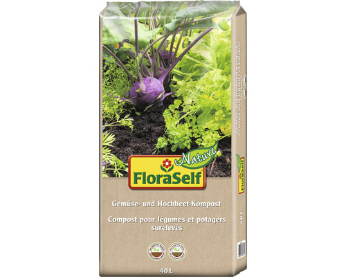 FloraSelf Nature® Hochbeetkompost torffrei 40 l FloraSelf Gemüse- und Hochbeet-Kompost, 40 Liter