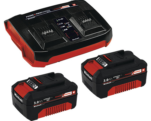 Set de démarrage sur batterie Einhell Power X-Change 2 x batterie (3.0 Ah) et chargeur Twincharger
