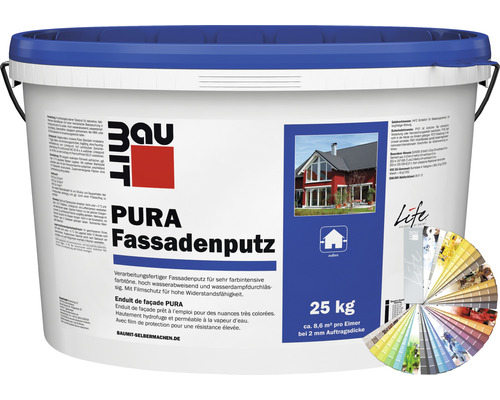 Crépi de façade résine synthétique Baumit avec structure grattée Pura 1,5 mm coloré 25 kg-0